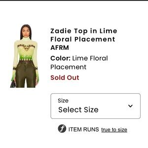 AFRM Lime Floral Long Sleeve Top